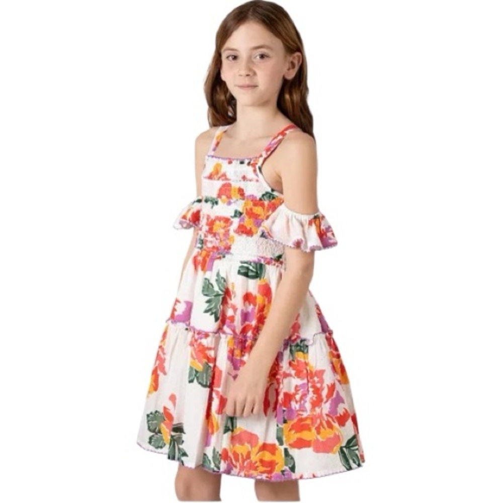Rare Editions Cold Shoulder Multicolor Floral Print Dress Size 10